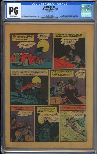 Batman 1 (page 5 Only) 1st App.  The Joker Classic Golden Age Dc Comic Cgc 1940