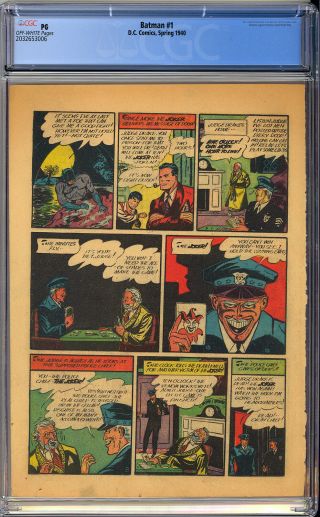 Batman 1 (Page 5 Only) 1st App.  The Joker Classic Golden Age DC Comic CGC 1940 2
