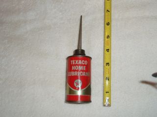 Vintage 1960’s Texaco Home Lubricant 3 Ounces Tin Oil Can Household Use