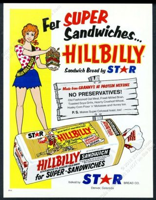 1971 Daisy Mae Style Woman Art Hillbilly Bread Vintage Print Ad