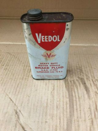Veedol Heavy Duty Motor Vehicle Brake Fluid Tin - 1 Imperial Pint Tin - Oil Can