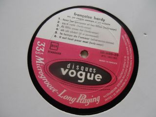 FRANCOISE HARDY / First French LP Debut Album Vogue Orig.  1962 LANGUETTE EX 3