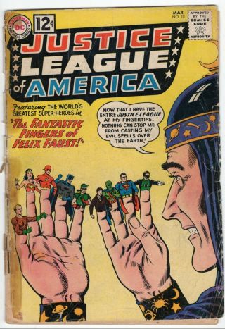 Justice League Of America 10 Fair - G 1.  5 " The Fantastic Fingers Of Felix Faust "