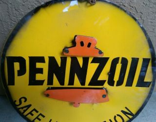 RARE Vintage Handmade/Fabricated PENZOIL 3 - D Metal Sign.  One of A Kind & Unique 2