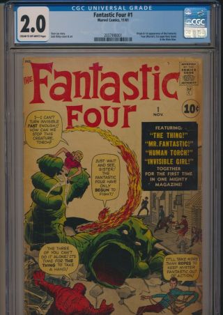 Marvel Comics Fantastic Four 1 1961 Cgc 2.  0 Origin/1st Appearance Key Kirby/lee