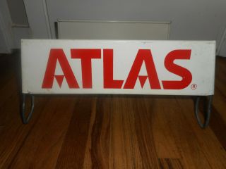 Vintage Atlas Tires Gas Service Station Oil Advertising Tire Holder Display Sign