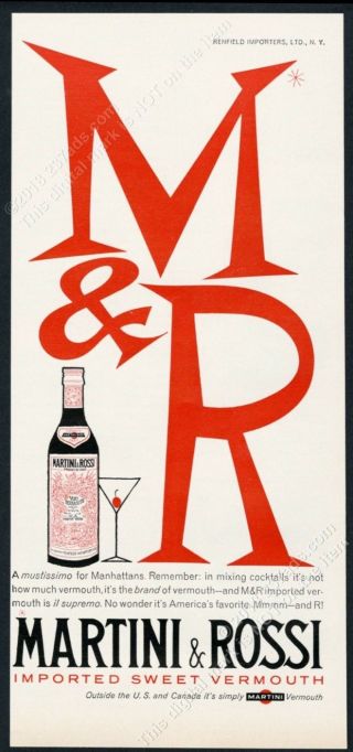 1961 Andy Warhol Art Martini & Rossi Sweet Vermouth Vintage Print Ad