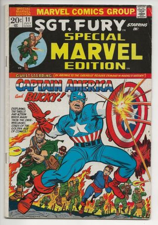 Marvel Special Edition: Sgt Fury 11 Fine Fn Captain America Cover (marvel 1973)
