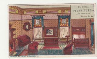 Delong Furniture And Draperies Utica Ny Bedroom Fireplace Vict Card C1880s