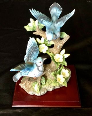 Vintage Westminster Blue Jay Couple Figurine Ceramic Porcelain Figurine