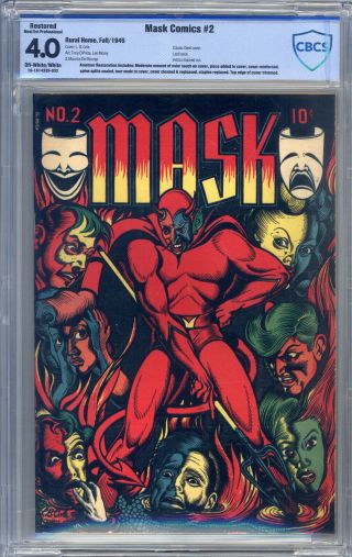 Mask Comics 2 Cbcs 4.  0 (r) Classic Devil Cover By L.  B.  Cole Black Rider Scarce