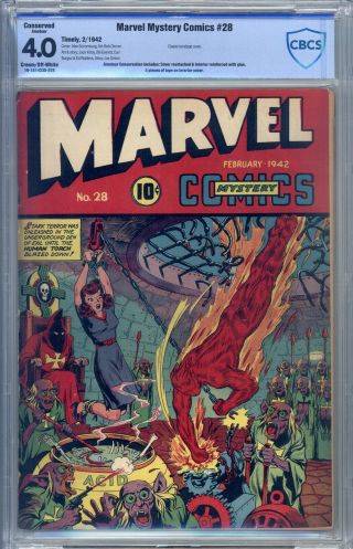 Marvel Mystery Comics 28 Cbcs 4.  0 (c) Burgos Human Torch,  Classic Bondage Cover