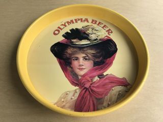 Vintage Olympia Brewing Co.  Round Metal Beer Tray,  13” Diameter,  Good.