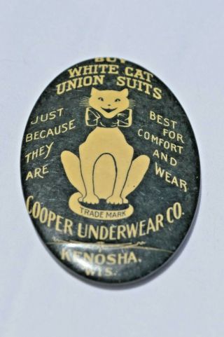 White Cat Union Suits Advertising Pocket Mirror