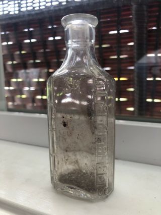 Vintage Owens 3i Embossed Glass Fluted Graduated Medicine Pharmacy Bottle 3 5/8 "