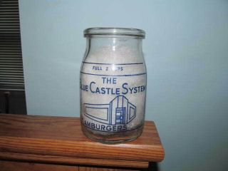 Glass Coffee Jar Blue Castle System 12 Ozs.  Blue Pyro Round