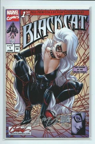 Marvel Black Cat 1 J Scott Campbell Exclusive Variant Cover A Signed W/