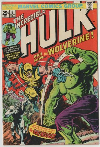 Incredible Hulk 181.  1st Wolverine With Stamp.  Solid Book