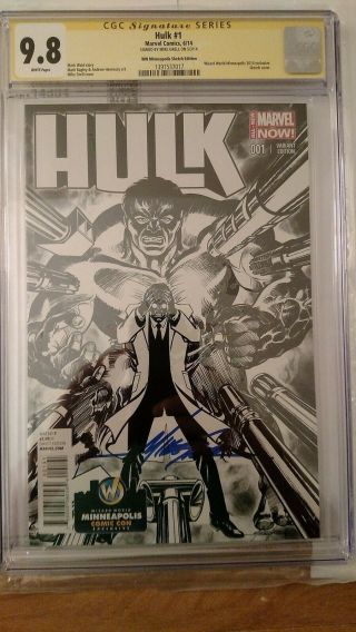 Hulk 001 (june 14,  Marvel) Cgc 9.  8 Variant Signed By Mike Grell