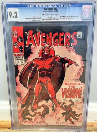 Silver Age Avengers 57 Cgc 9.  2 (1st Vision Appearance)