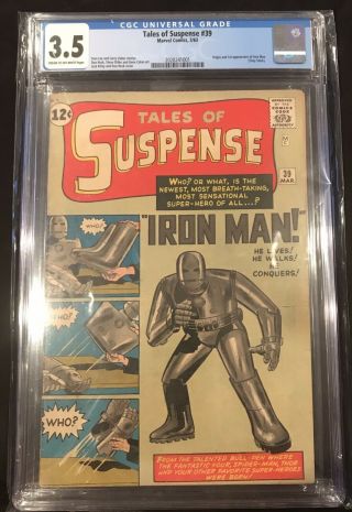 (1963) Tales Of Suspense 39 Cgc 3.  5 1st Appearance Of Iron Man Not Pressed