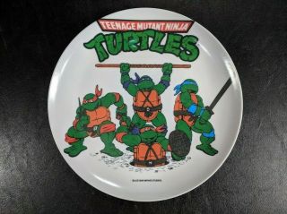 Vintage Teenage Mutant Ninja Turtles 8 " Round Hard Melmac Plastic Plate 1989