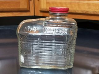 Vintage Log Cabin Syrup Glass Bottle Bank - Complete With Cap
