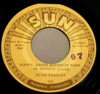 Elvis Presley Sun 525 Tweedle Dee Orig.  78 Minor 45 Nm W/ Letter Numbered 07