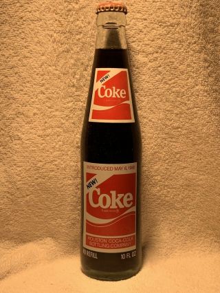 Full 10oz Coca - Cola Acl Soda Bottle 1985 Houston Coca - Cola Bottling Co
