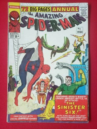 Spider - Man Annual 1 1st Appearance Of The Sinister Six 1964 Marvel