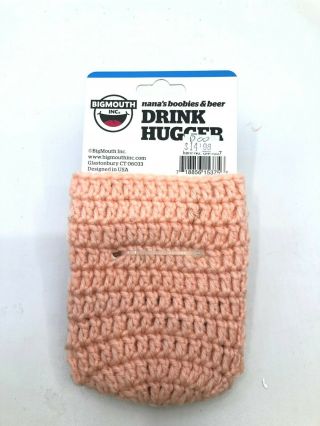 Bigmouth Inc Nanas Boobies and Beer Boob Drink Hugger Cozy Knitted 2