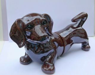 Dachshund Bookends Darling Brown Ceramic Dog