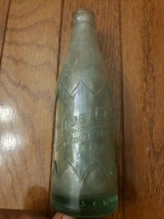Vintage Embossed Lime Cola Soda Bottle Augusta Georgia Green As Found No Chips