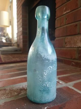 H GRONE & CO.  ST LOUIS MO Blob Top Soda Water Bottle A&DHC 2