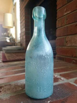 H GRONE & CO.  ST LOUIS MO Blob Top Soda Water Bottle A&DHC 3