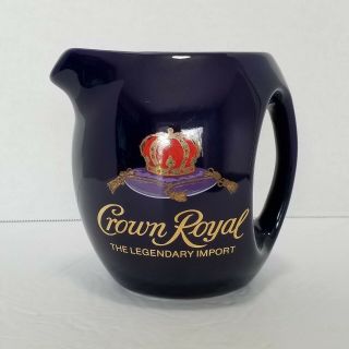 Seagrams Crown Royal Whiskey Cobalt Blue 5 1/2” Tall Water Drink Pitcher