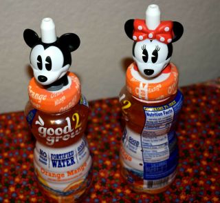 Set Classic Mickey & Minnie Mouse Good 2 Grow Orange Mango Bottle Toppers