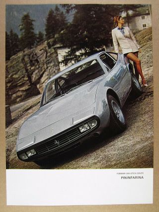 1971 Ferrari 365 Gtc/4 Coupe Photo Pininfarina Vintage Print Ad