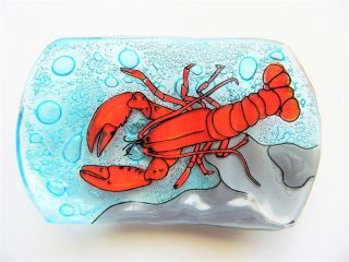 Lobster Crustacean Fused Art Glass Bathroom Soap Dish Ecuador Fair Trade