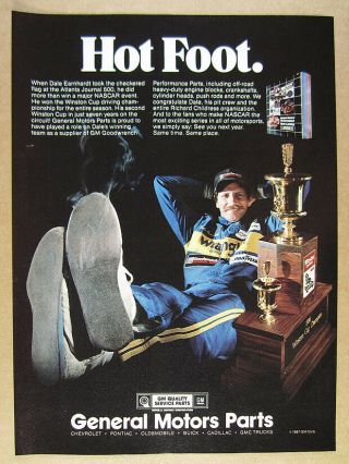 1987 Dale Earnhardt & Winston Cup Photo Bm Goodwrench Parts Vintage Print Ad