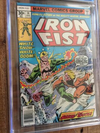 Iron Fist 14 CGC 9.  6 white pages 1st Sabertooth 3