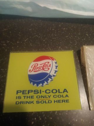 1950s Pepsi - Cola Pepsi Fountain Plastic Insert Advertising 4 1/2 " By 5 "