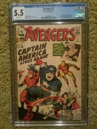 Avengers 4 Cgc 5.  5 Marvel Comics 1st Silver Age Appearance Of Captain America