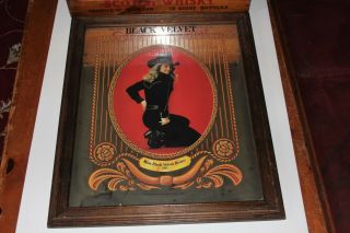 Vintage Black Velvet Whisky Rodeo Girl Mirror Sign