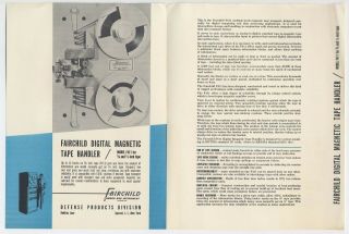 Fairchild Recording Sales Brochure ' Model F411 Digital Magnetic Tape Handler ' 3
