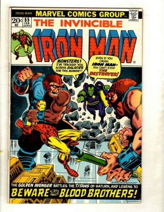 Iron Man 55 Vf Marvel Comic Book 1st Thanos Appearance Avengers Hot Key Hy1