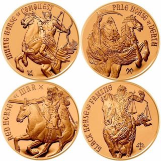 Four Horsemen Of The Apocalypse Series 1 Oz.  999 Pure Copper Bu Round (s)