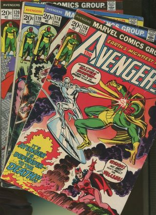 Avengers 116,  118,  119,  120 4 Books Marvel Sliver Surfer Thor Captain America
