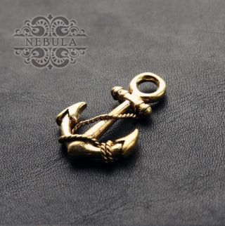Raw Brass Admiralty Anchor Fob Solid Brass Key Chain Hook Wallet Clip