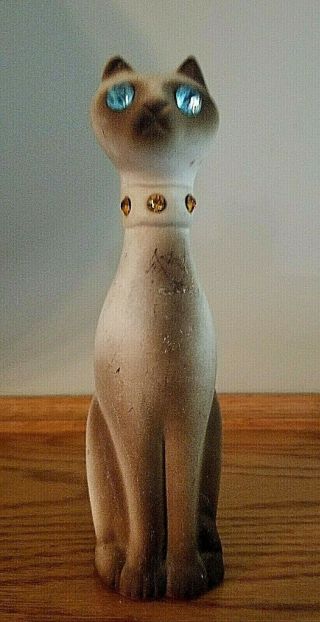 Siamese Cat Rhinestones Figure Vintage Figurine Bedazzled Mid Century Kitty